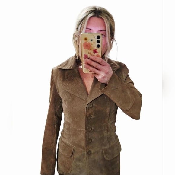 Vintage Y2K RUE 21 100% Genuine Leatger Suede Tailored Jacket. Brown.Size SM - Picture 2 of 16